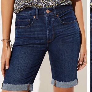 LOFT Skinny Denim Bermuda Shorts Indigo Wash NTW